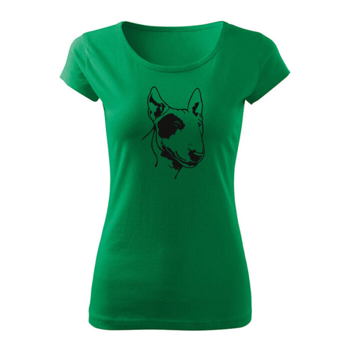 bull terrier damske tricko travova zelena