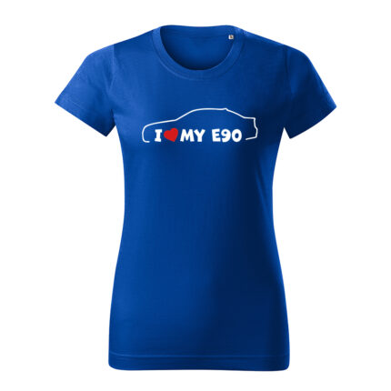 i love my e90 damske tricko biela kralovska modra