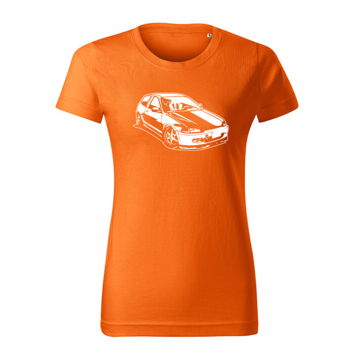 honda civic 5g hatchbag damske tricko biela oranzova