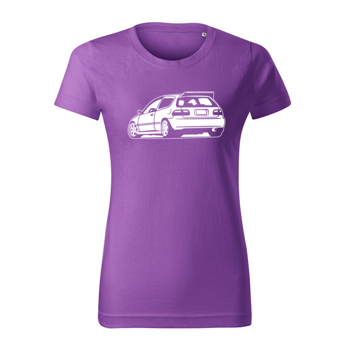 honda civic eg6 back damske tricko biela fialova
