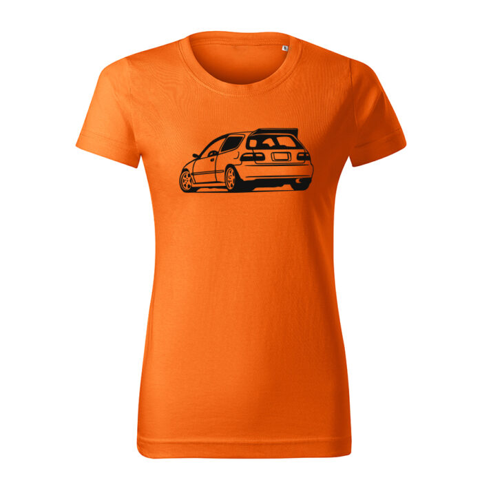 honda civic eg6 back damske tricko cierna oranzova