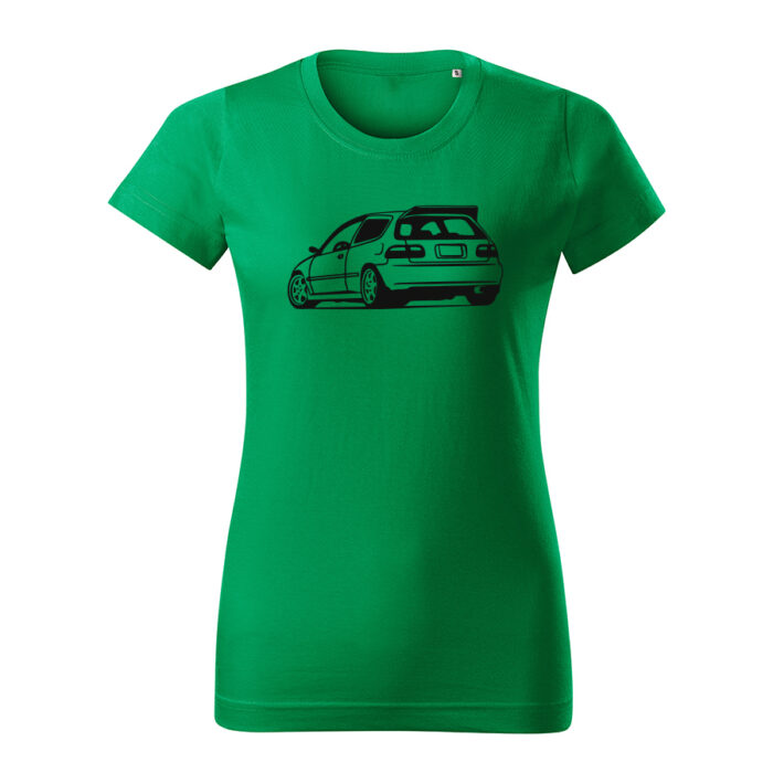 honda civic eg6 back damske tricko cierna travova zelena