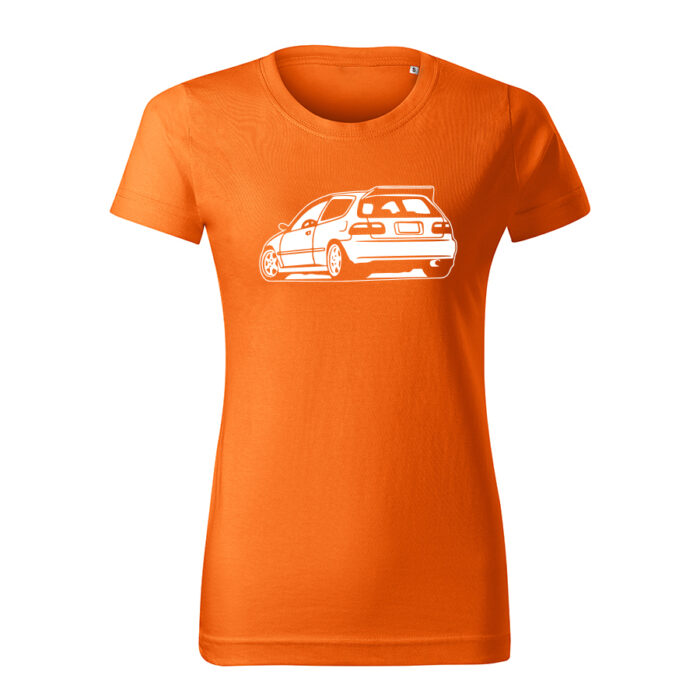 honda civic eg6 back damske tricko biela oranzova