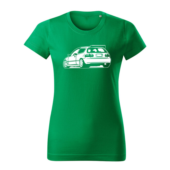 honda civic eg6 back damske tricko biela travova zelena