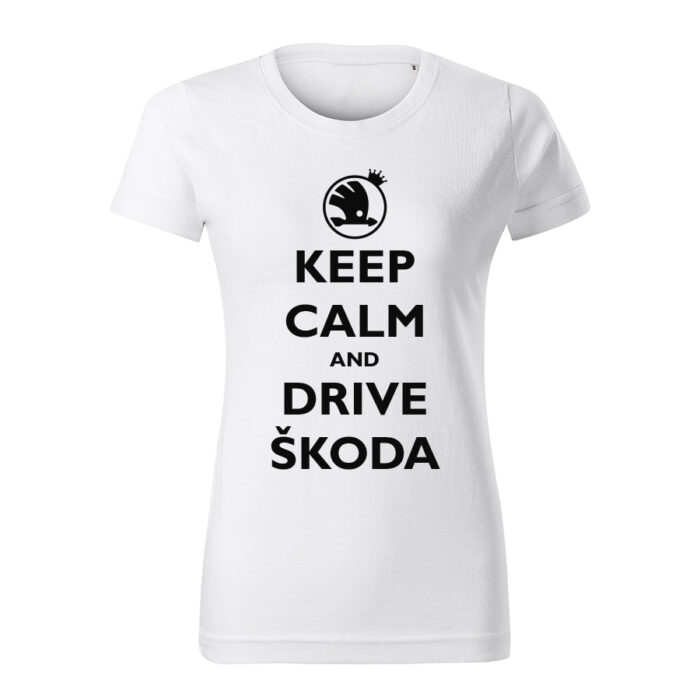 keep calm and drive skoda damske tricko cierna biela