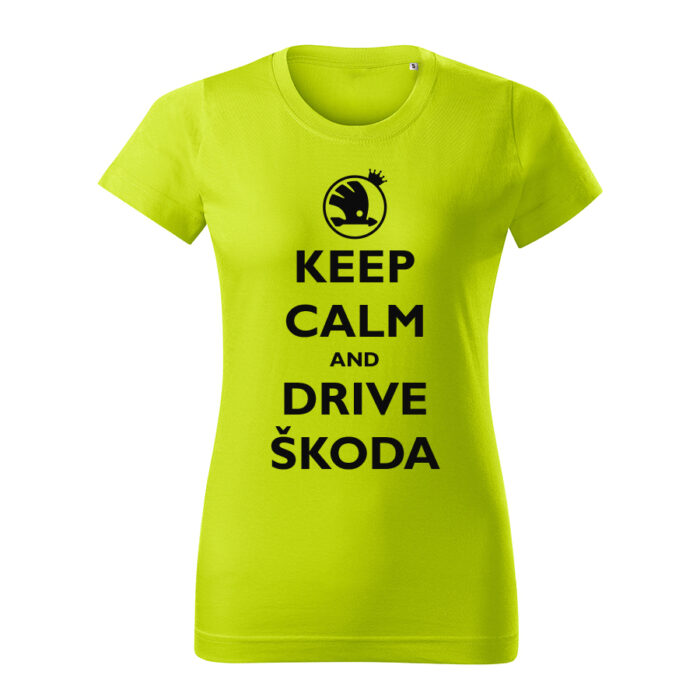 keep calm and drive skoda damske tricko cierna limetkova