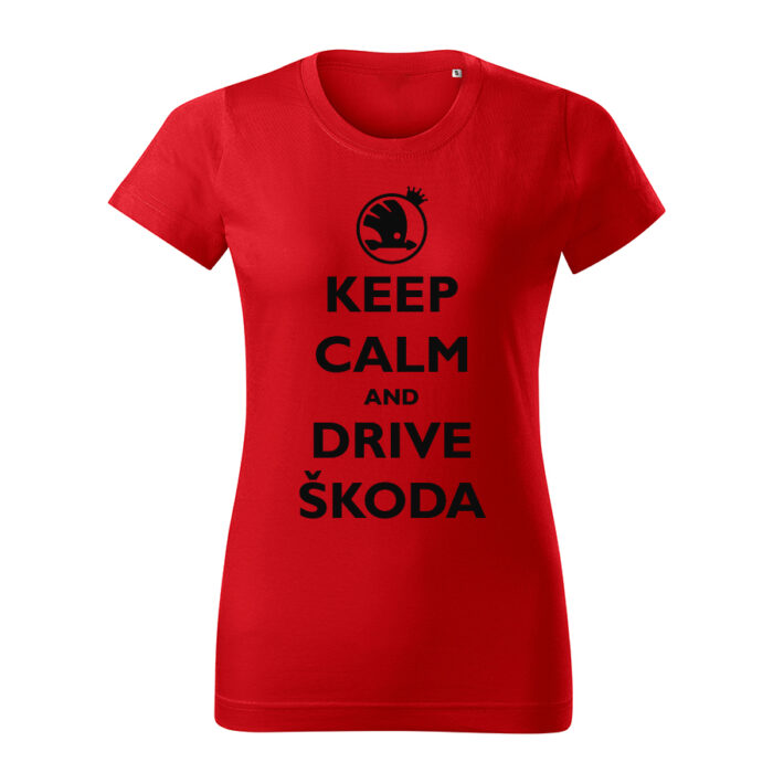 keep calm and drive skoda damske tricko cierna cervena