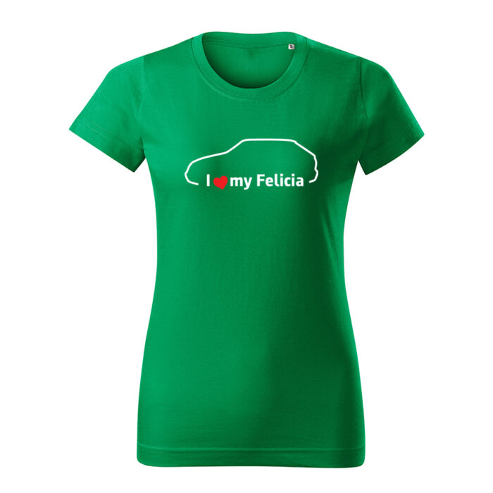 i love my felicia damske tricko biela travova zelena