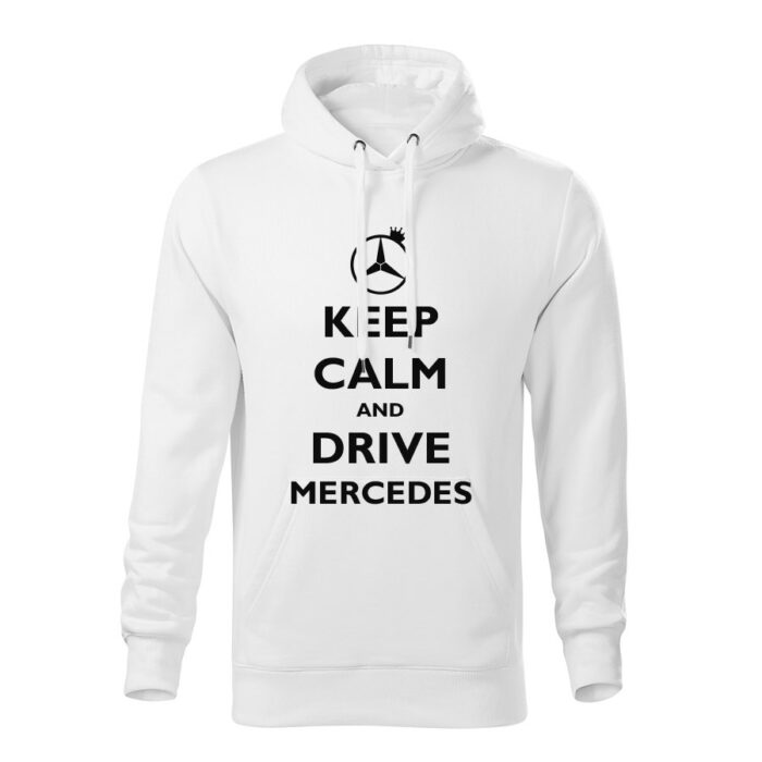 keep calm and drive mercedes panska mikina 2 biela
