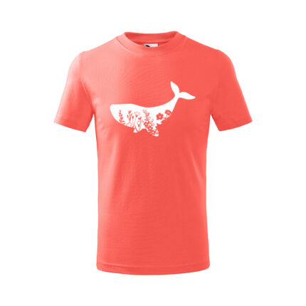 velryba flor detske tricko 2 koralová