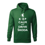 keep calm and drive skoda panska mikina 1 tmavozelena