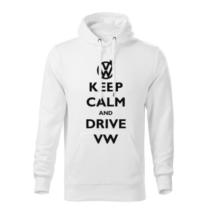 keep calm and drive volkswagen panska mikina 1 biela