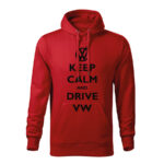 keep calm and drive volkswagen panska mikina 1 cervena