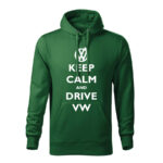 keep calm and drive volkswagen panska mikina 2 tmavozelena