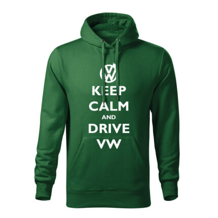 keep calm and drive volkswagen panska mikina 2 tmavozelena