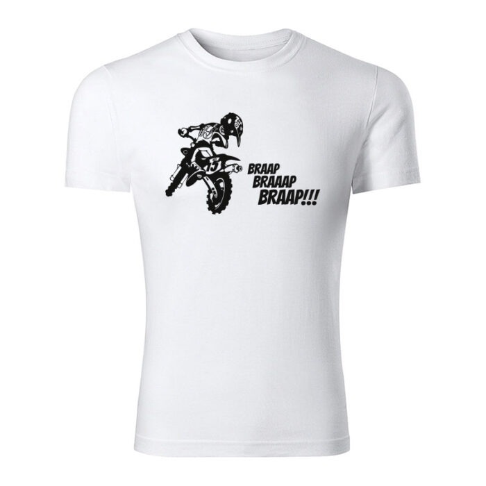 braap bike panske tricko biela