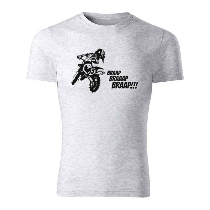 braap bike panske tricko bledosiva