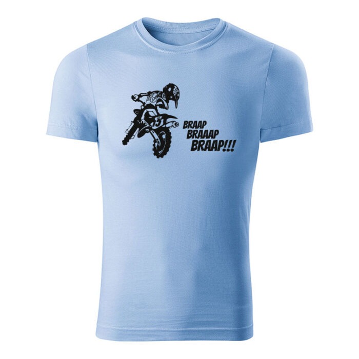braap bike panske tricko nebeska modra