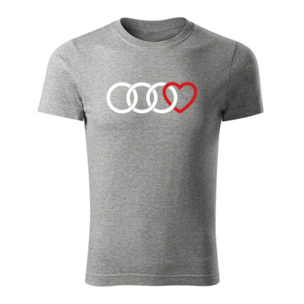 audi lover panske tricko biela tmavosiva