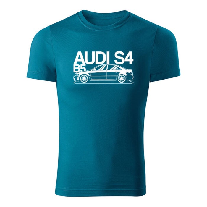 audi s4 b5 panske tricko biela petrolejova modra