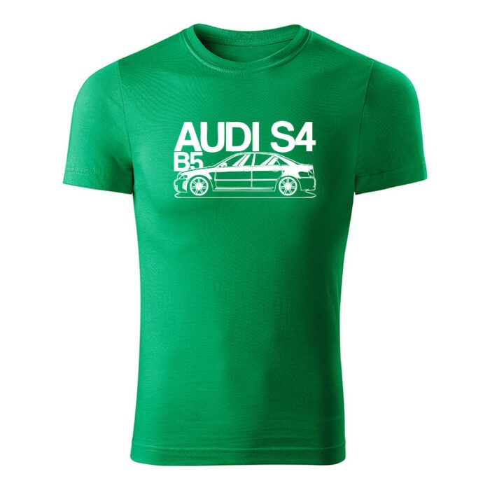 audi s4 b5 panske tricko biela travova zelena