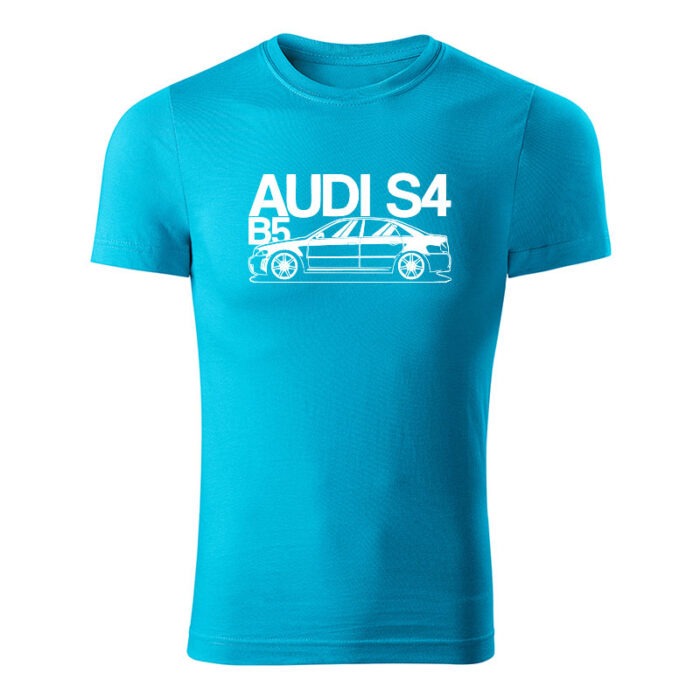 audi s4 b5 panske tricko biela tyrkysova