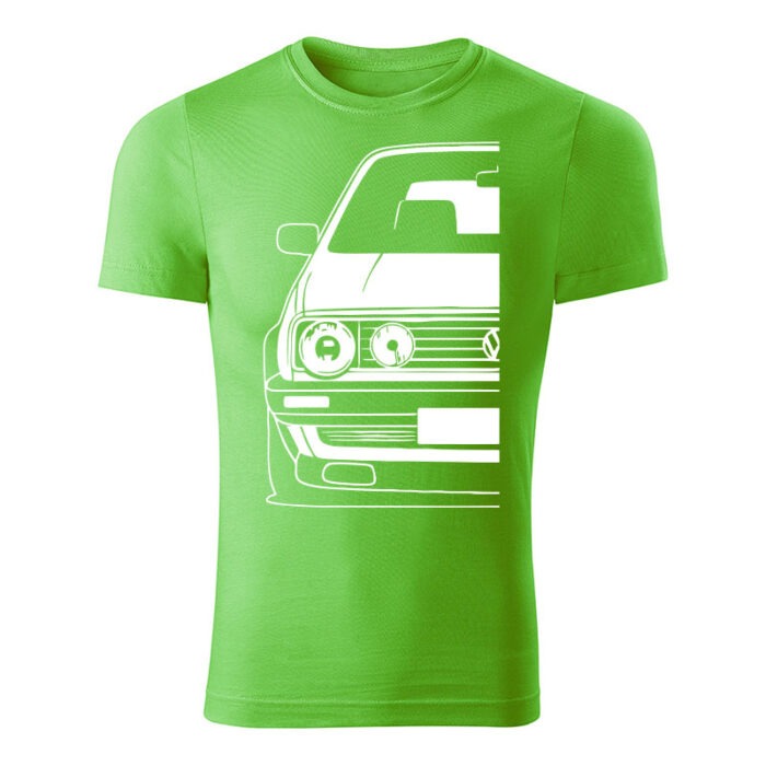 volkswagen golf mk2 panske tricko biela jablkovozelena