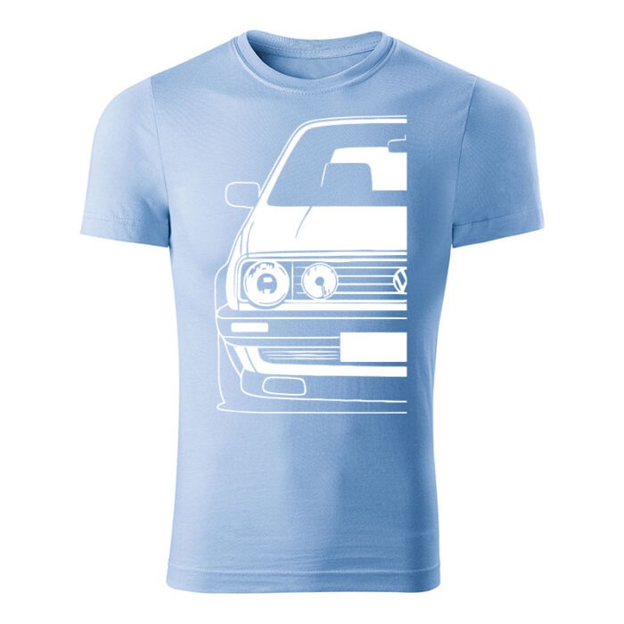 volkswagen golf mk2 panske tricko biela nebeska modra
