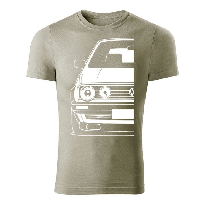 volkswagen golf mk2 panske tricko biela svetla khaki