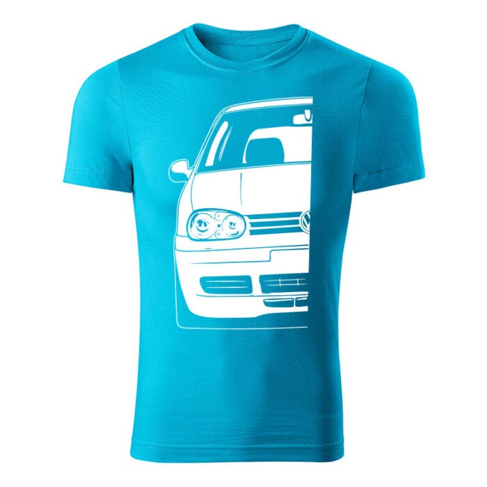 volkswagen golf mk4 panske tricko biela tyrkysova