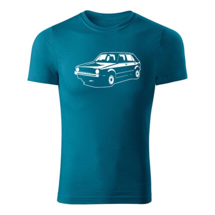 volkswagen golf mk1 panske tricko biela petrolejova modra