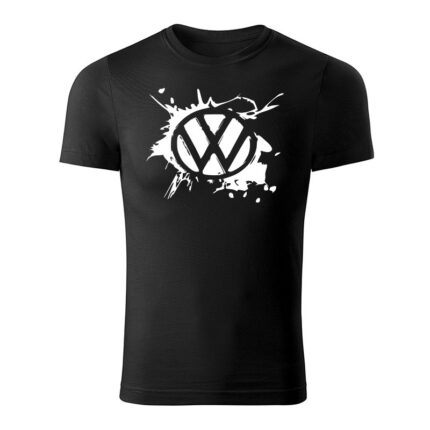 volkswagen logo splash panske tricko biela cierna