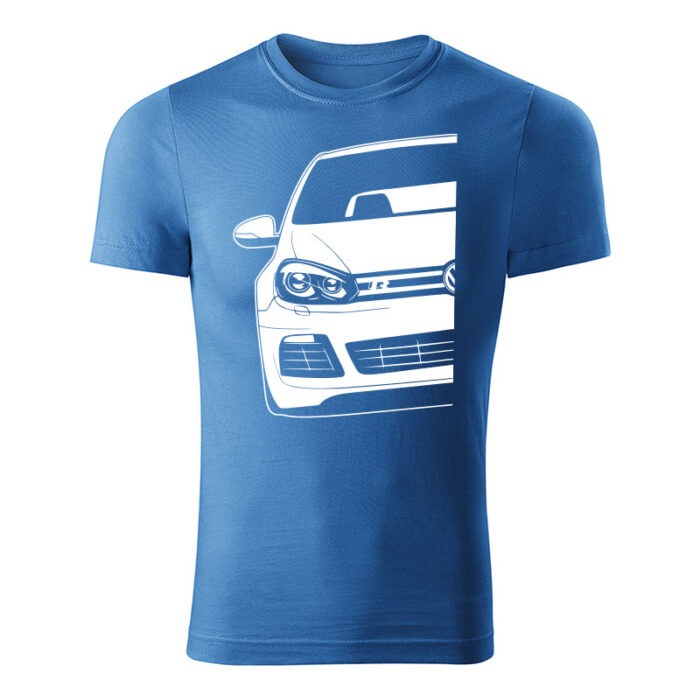 volkswagen golf mk6 r half panske tricko biela svetlomodra