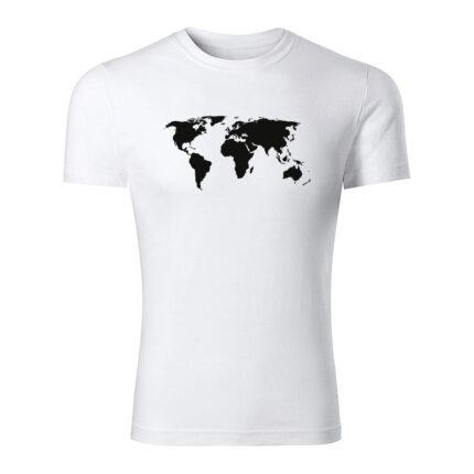 world map panske tricko biela