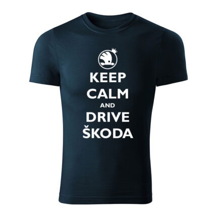 keep calm and drive skoda panske tricko 1 tmavomodra