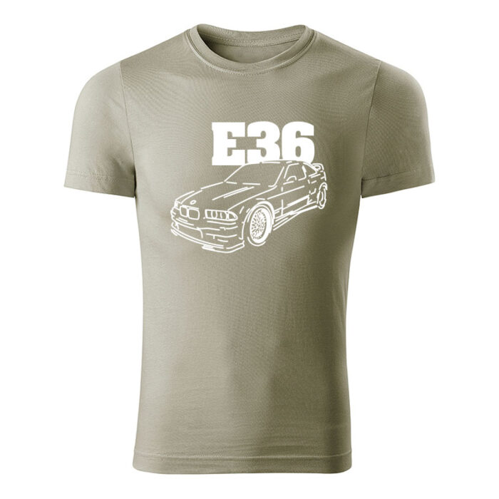bmw e36 panske tricko 180 g m2 biela svetla khaki