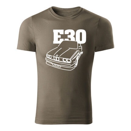 bmw e30 line panske tricko 180 g m2 biela army