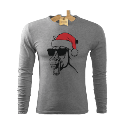 Tričko pánske dlhý rukáv Santa kôň