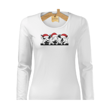 Tričko dámske dlhý rukáv Santa prasiatka