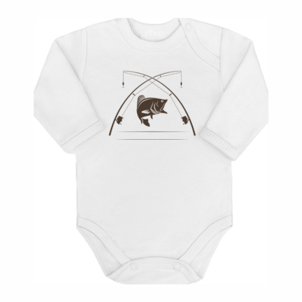 Detské body dlhý rukáv Ryba, udice, vlastný text